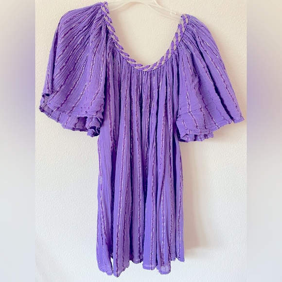 New Beautiful Purple Tops Purple with Gold Design Cotton material from Greece. - Picture 2 of 5
